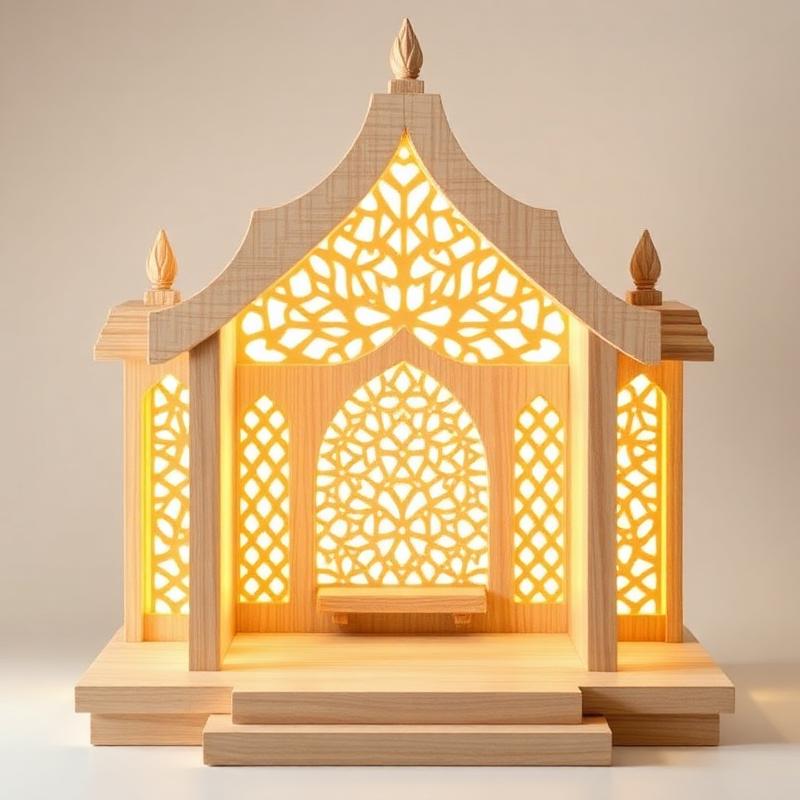 Jaali Backlit Temple modern minimal wooden mandir