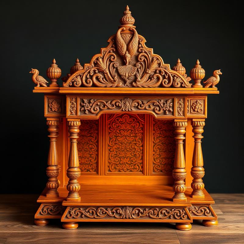Peacock Rajasthani Mandir traditional wooden mandir